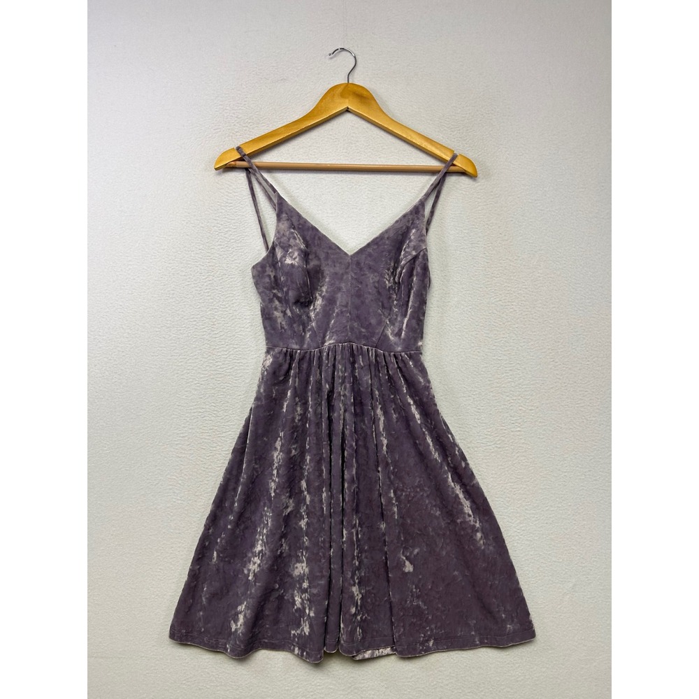 Y2K Grunge Wild Fable Womens Small Purple Crushed Velvet Skater Mini Dress